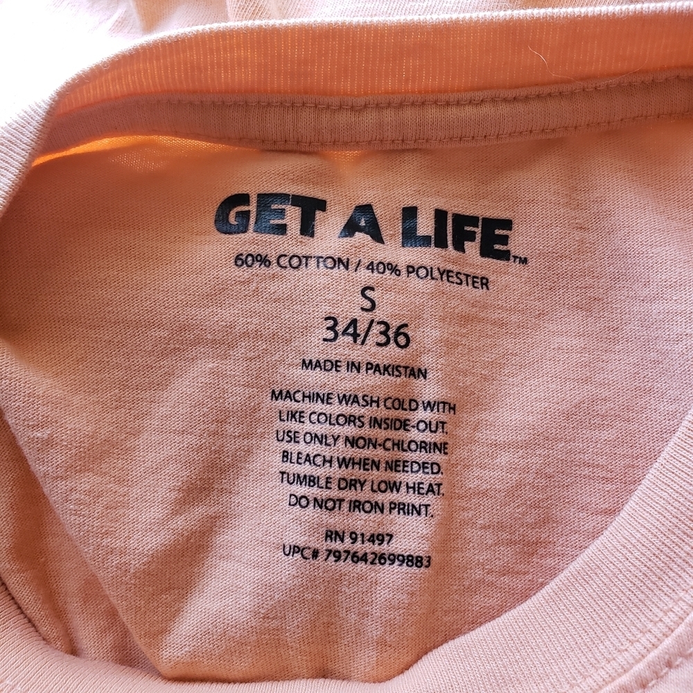 Get A Life Tropical Bar Shirt S Small Peach Short Sleeve - Picture 4 of 4
